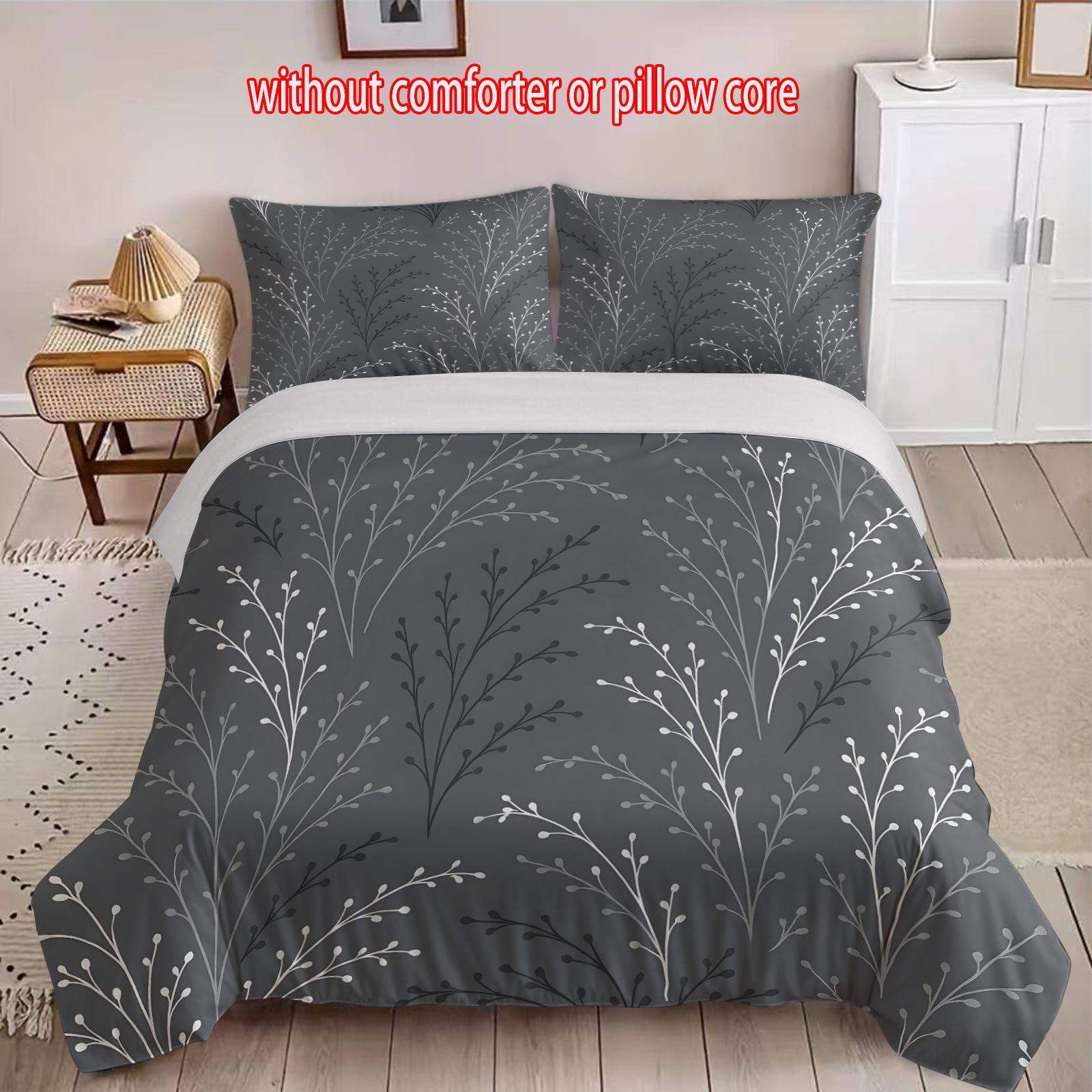 

Grey Leaf Three-Piece 3D Digital Printing Quilt Set cover 90 * 200 + and 50 * 75 * 1