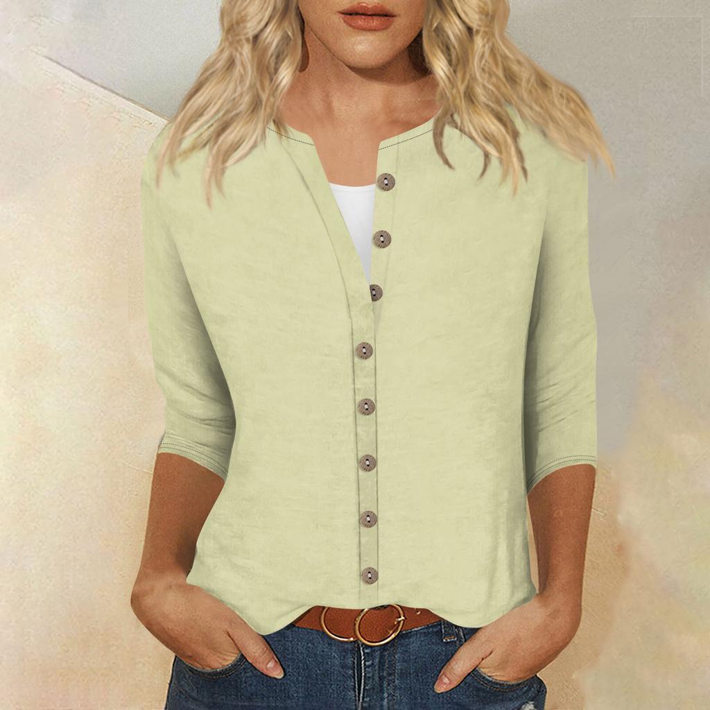 T-shirt ample à imprimé à manches 3/4 et col rond pour femme