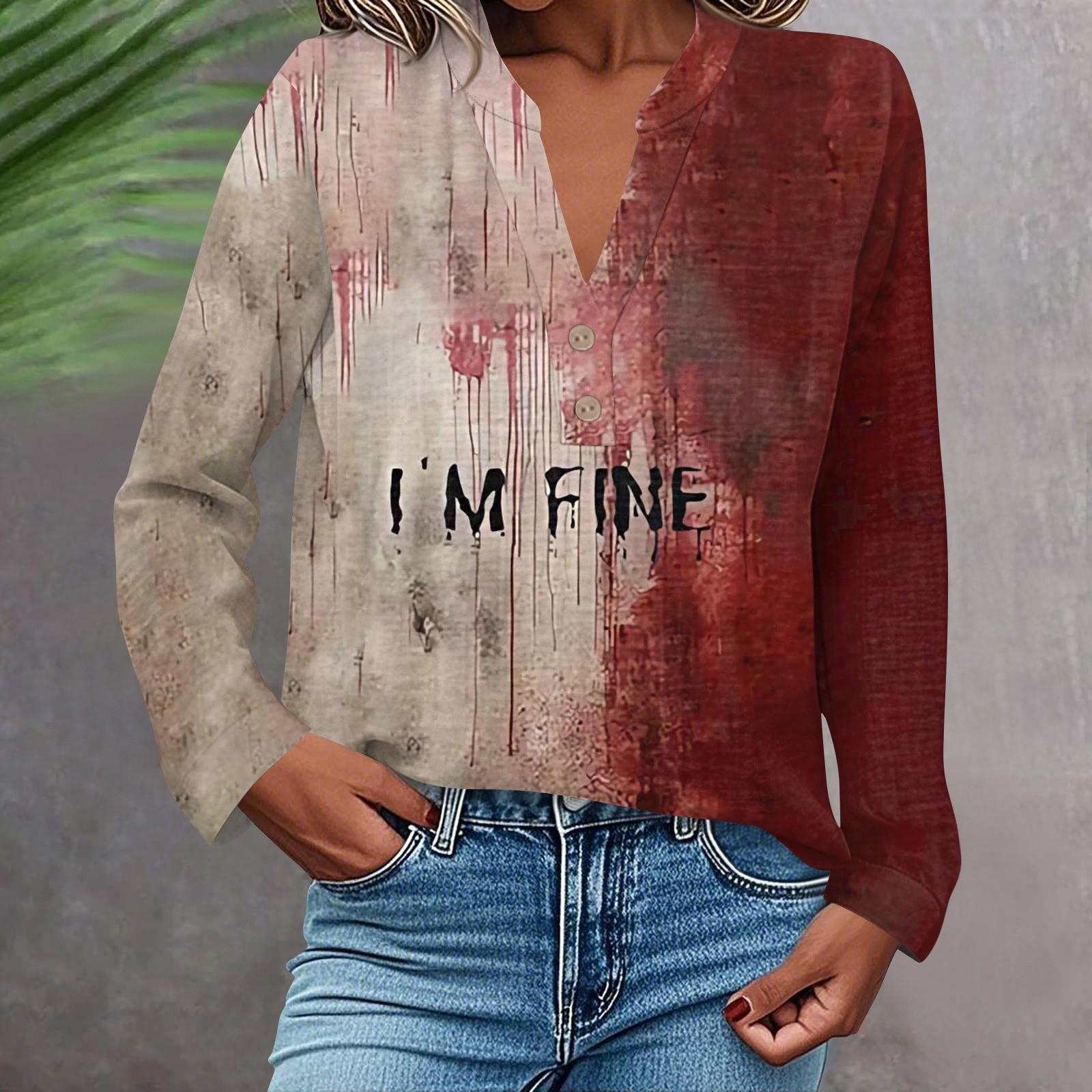 

Женская модная и повседневная рубашка с длинным рукавом, V-образным вырезом, на пуговицах, с принтом, блузка, топ XXL