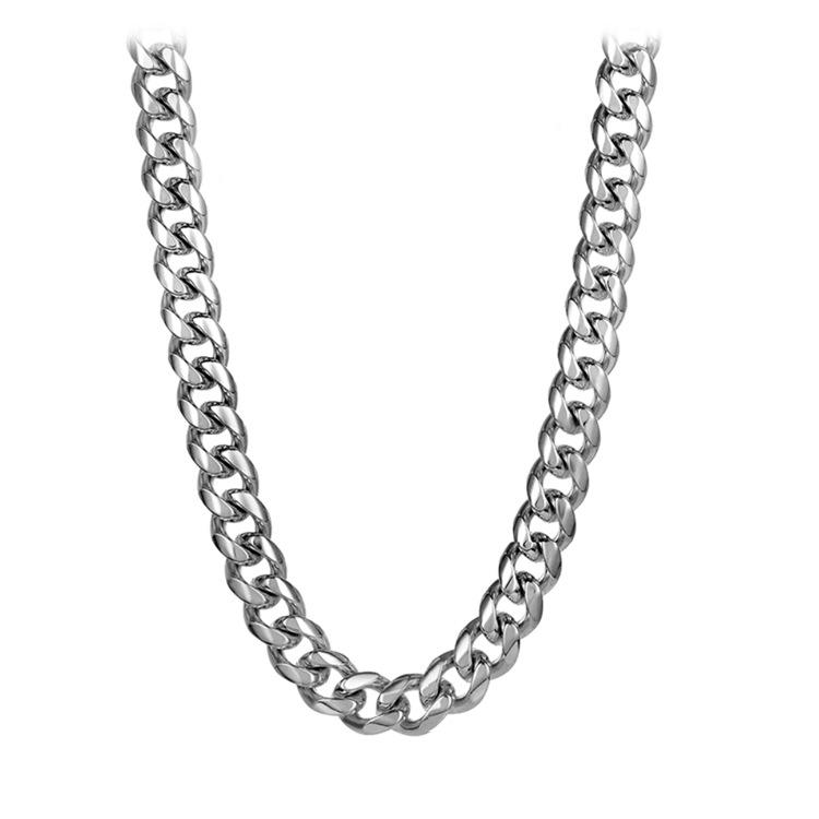 Men's Trendy Cuban Chain Necklace - Titanium Steel, Non-fading, Thick Iron Chain, Hip Hop Style, European/American Fashion.