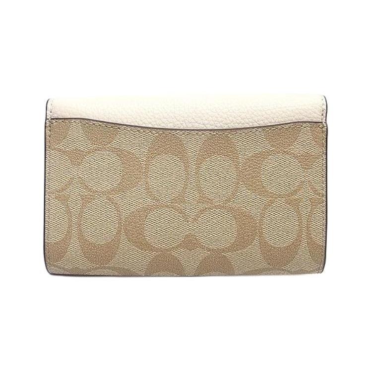 New COACH Pebbled Snakeskin Print Leather With Canvas Accents Clutches Wallets Women's Ivory Khaki CA440-IMOTV