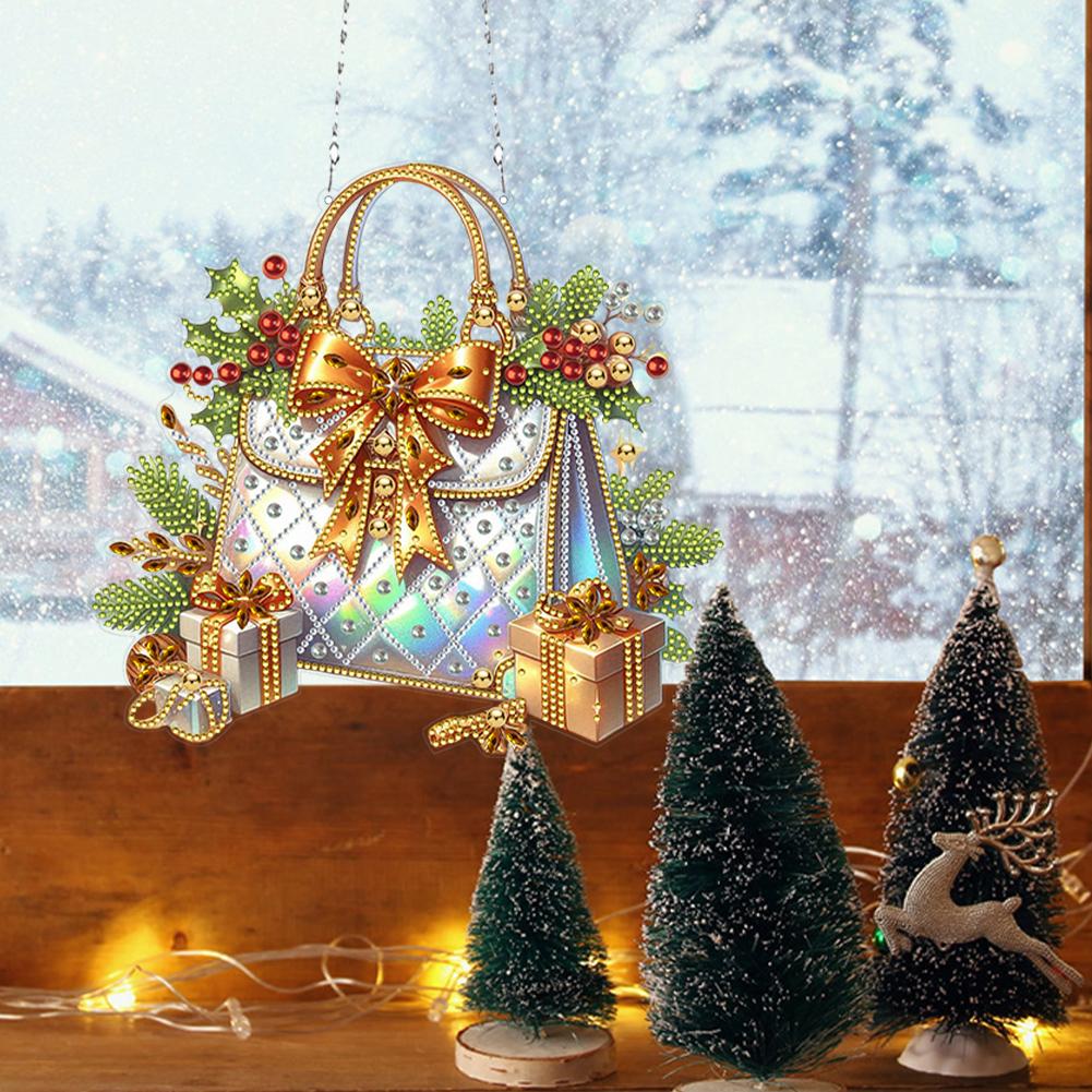 Christmas Diamond Art Hanging Pendant Acrylic Diamond Painting Home Decor 5D DIY Diamond Painting Dots Pendant for Window Decor