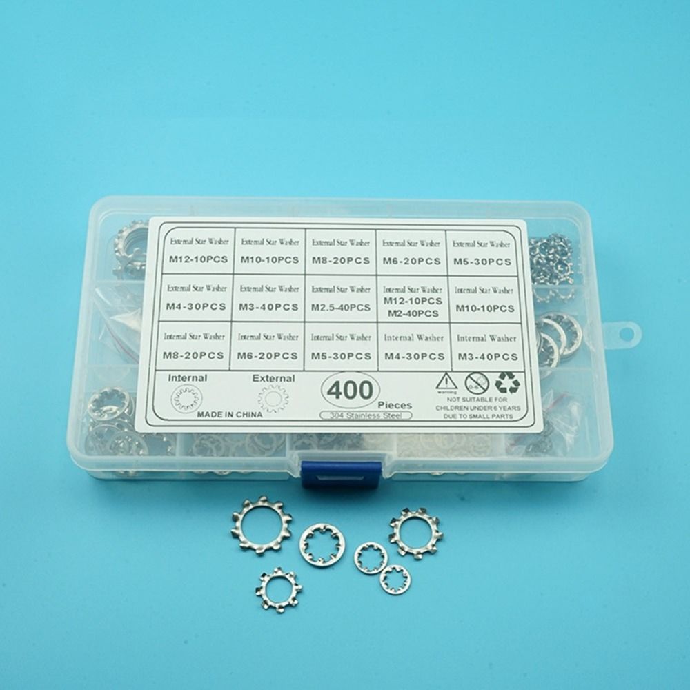 

400 шт M2 M2,5 M3 M4 M5 M6 M8 M10 M12 Стопорные шайбы Ассортимент Комплект бытовой техники