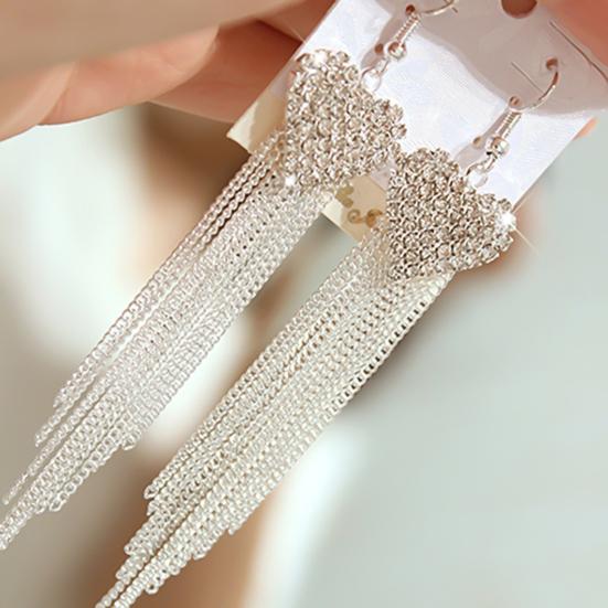 Linear Earrings Love Heart Shape Decorative Women Long Tassels Dangle Hook Linear Earrings Jewelry for Party