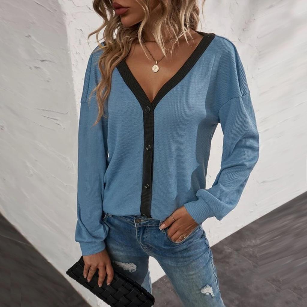 Women's Fashion Casual Single Breasted Cardigan Color Long Sleeve Jacket
