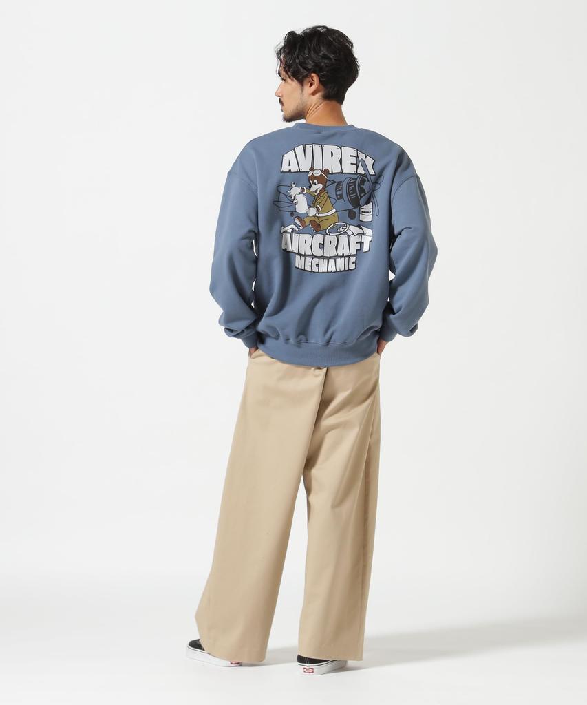 AVIREX FLIGHT MECHANIC CREW NECK SWEAT(WEB&DEPOT Exclusive) L 115 Blue Gray 783-4932005