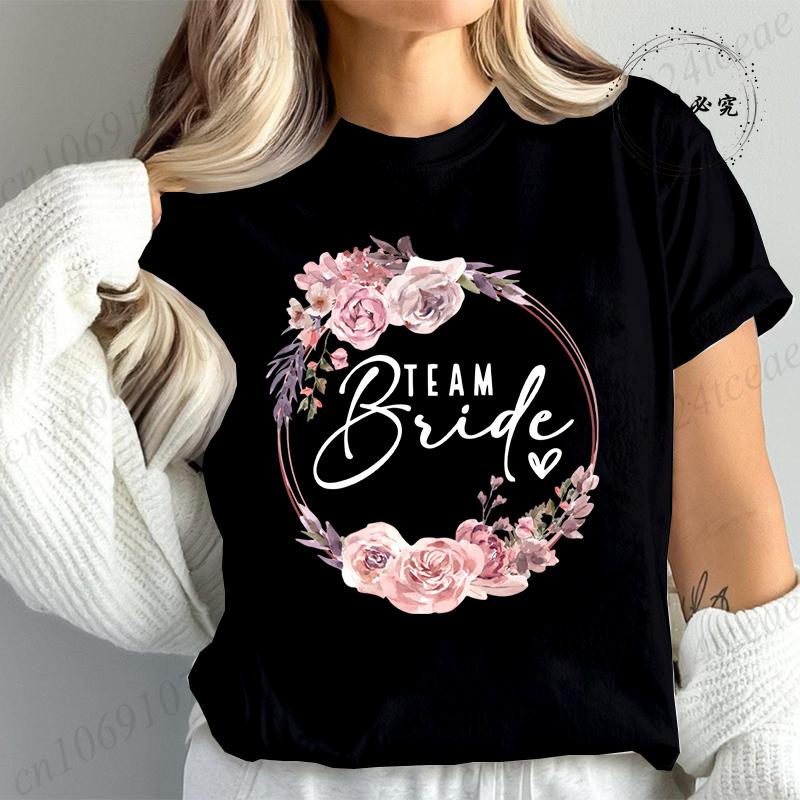 Bachelorette Party Print Bridal TShirt Short Sleeve Tshirt Casual Bridesmaid Tops Womens Clothing Fashion Casual TShirt T02