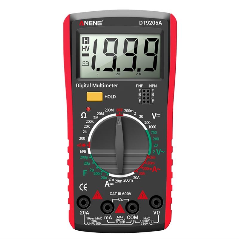 Practical Digital Multimeter 2000 Counts Transistor Diode Meter Tester AC/for DC hFE Capacity Diode Tester Electrical To