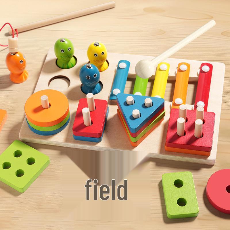 3-in-1 Fishing & Xylophone Cognitive Toy for Shape & Color Recognition, Music Enlightenment