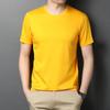 Léto Nové tričko Mulberry Silk Pánské tričko korejského stylu s krátkým rukávem Ležérní Tenký Mládež Jednobarevné Pánské tričko s kulatým výstřihem
