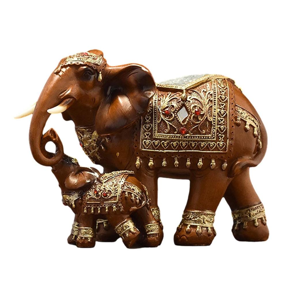 Elephant Family Statues Standing Figurines Multifunctional Tabletop Decoration Fengshui Ornament for Office Desktop Cute