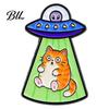 Alloy Cat Brooch Enamel UFO Metal Brooch, Aliens Ship Kitten Badge Pin, Pin Clothing Bag Scarves Hat Accessories for Men Women