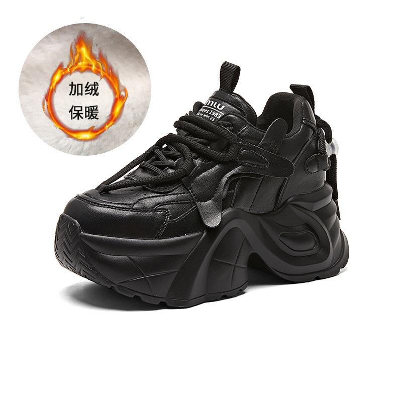 Autumn and winter women's shoes with thick soles, heightening and velvet to keep warm, sports shoes for children, versatile and casual