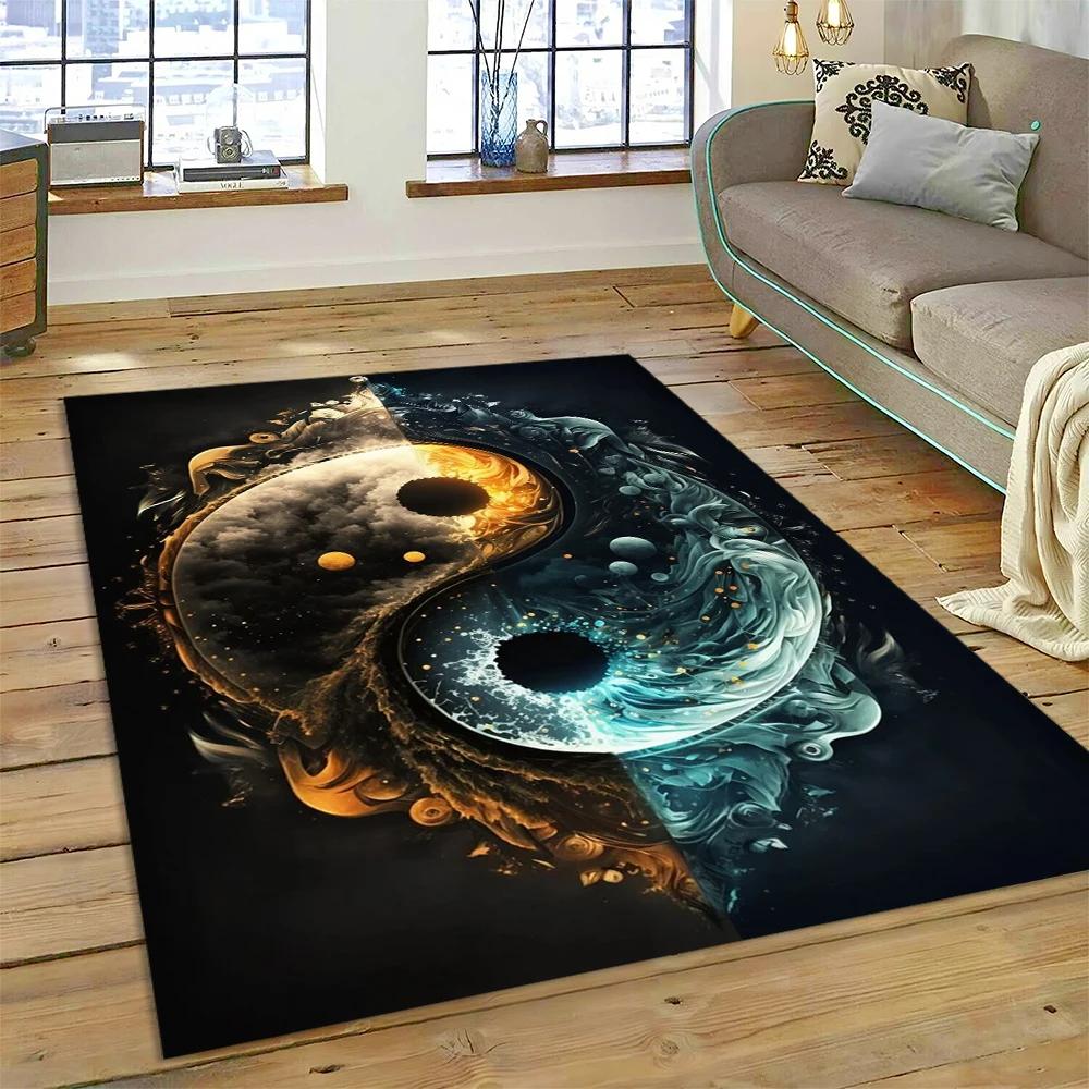 Yin and Yang 3D Naturalize Chinese Tai Chi Carpet Rug for Home Living Room Bedroom Sofa Doormat Decor,Kids Area Rug Non-slip Mat
