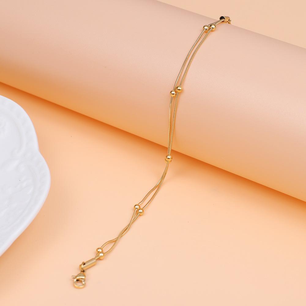 Titanium steel stainless steel double-layer round bead bracelet collarbone chain hot-selling sweet niche jewelry