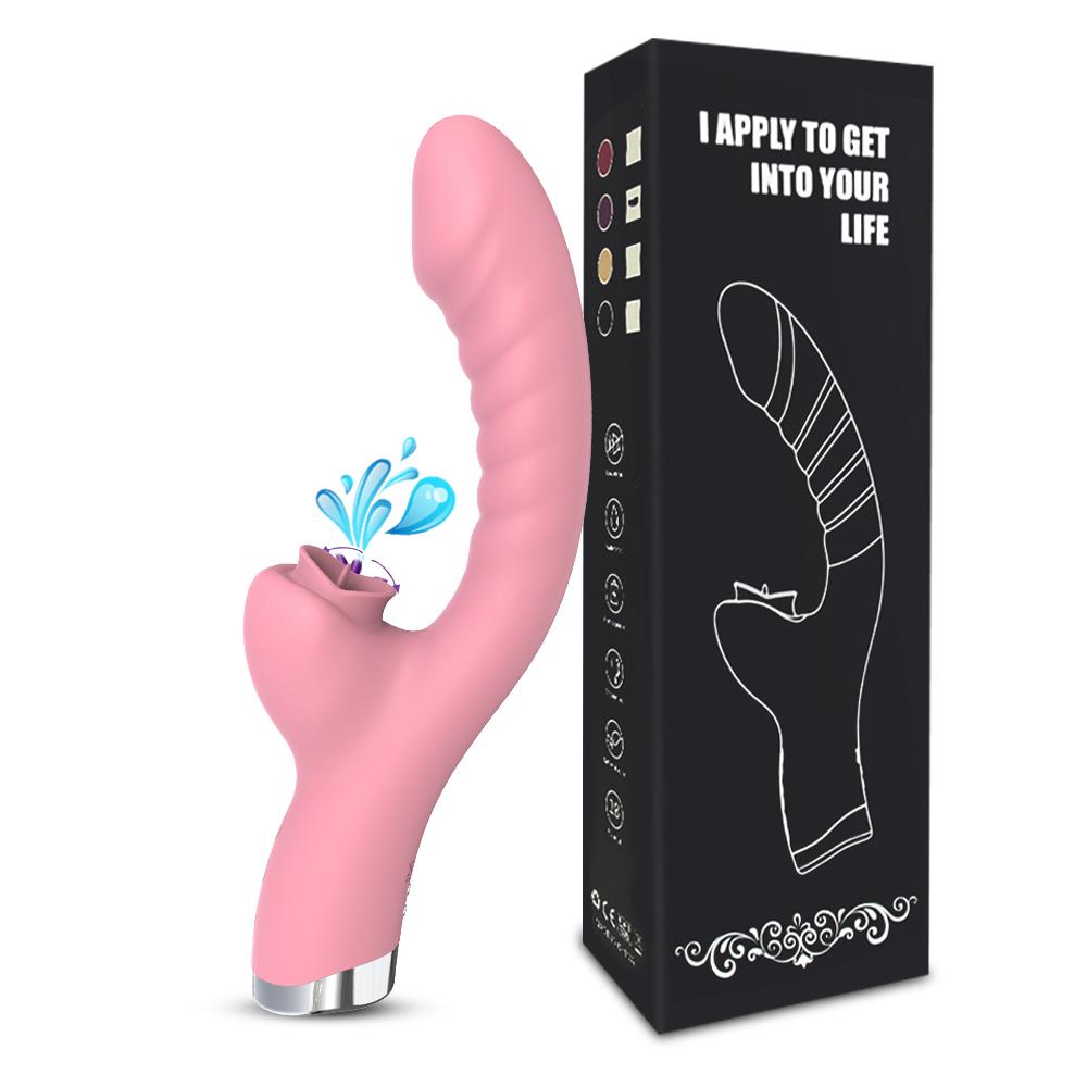 2 In 1 Licking Vibrator for Women Powerful Clit Sucker G-Spot Stimulator Wand Massager Female Pleasure Clit Adult Sex Toys 18+