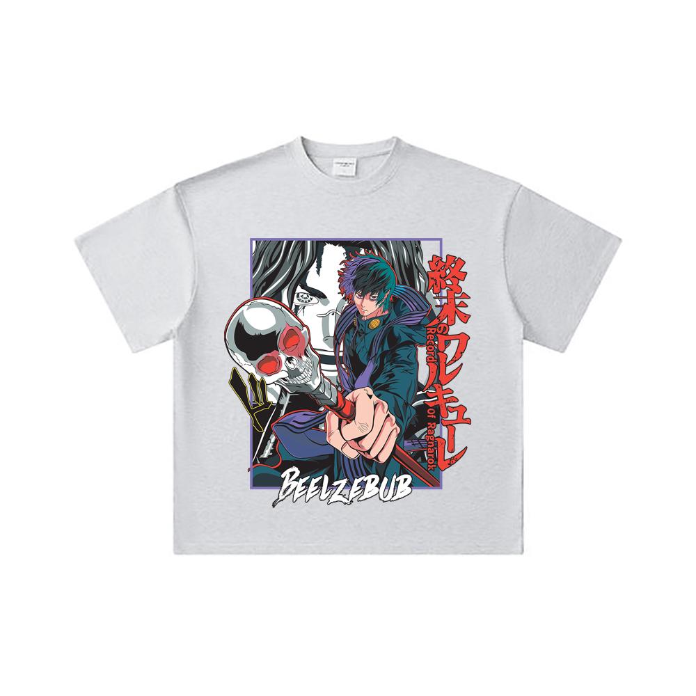 260 GSM Double Yarn 32 Count 100% Cotton Record of Ragnarok V4 Beelzebub Print Unisex Heavy Cotton T Shirt