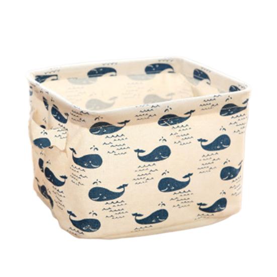 Foldable Storage Basket with Handles Waterproof Large Capacity Cotton Linen Printed