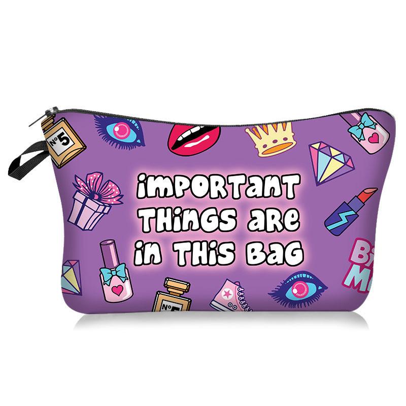 Printed Lipstick Makeup Bag Travel Portable Large Capacity Wash Pouch Storage