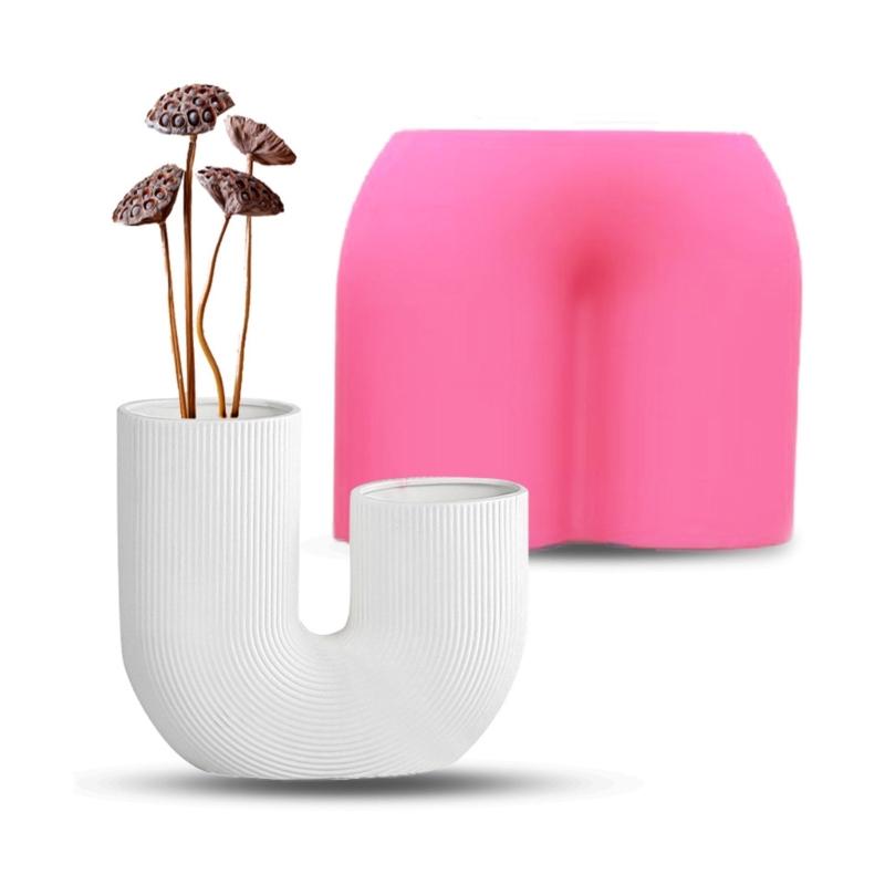 

U-shaped Flower Pot Silicone Mold DIY Arch Scented Candle Holder Making Mould Plaster Resin Ornament Craft Desktop Decor 1 розовый