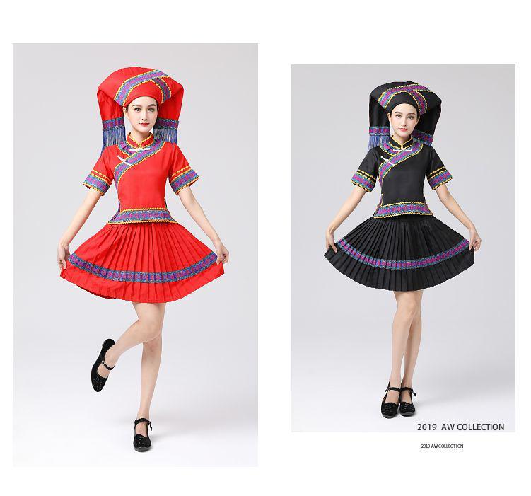 Guangxi 3. března Zhuangský ženský festivalový taneční kostým