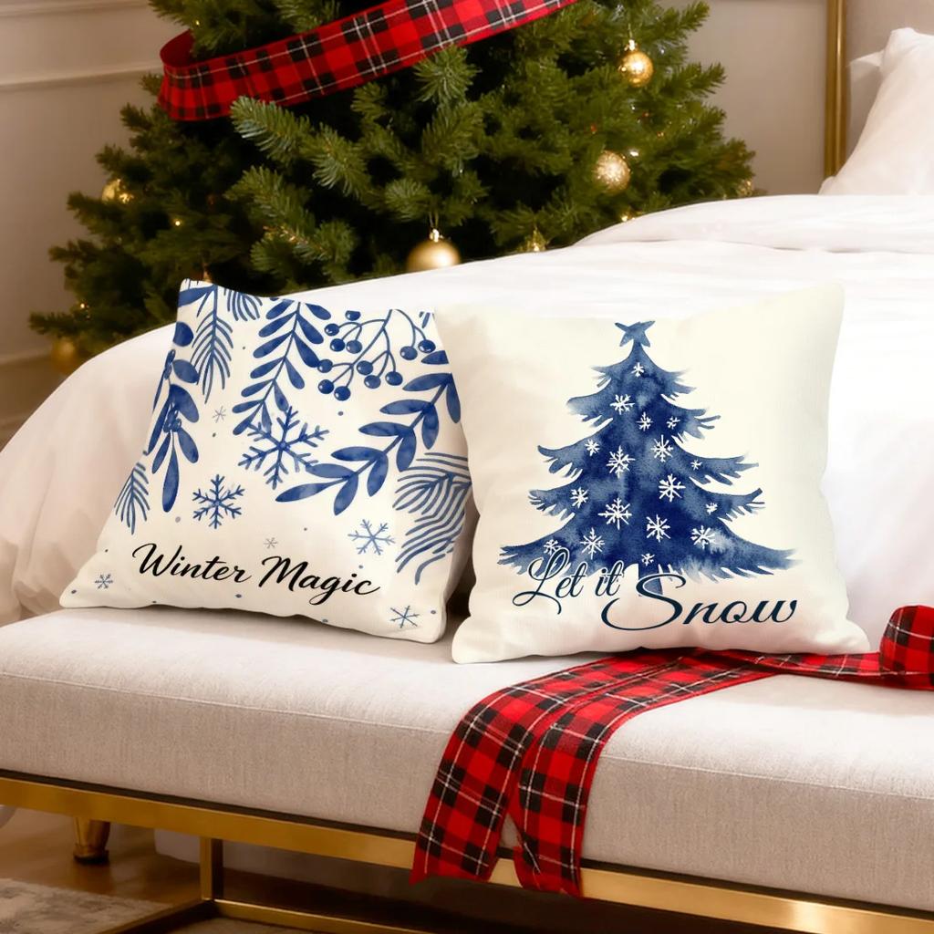 Beige Christmas theme Cushions Pillowcase Polyester Cushion Cover Throw Pillow Pillowcover Home Car Sofa Decor