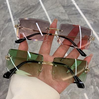 Vintage Fashion γυαλιά ηλίου Rimless Frameless Rectangle Shades Gradient UV400 Καλοκαιρινά ταξιδιωτικά γυαλιά ηλίου για γυναίκες