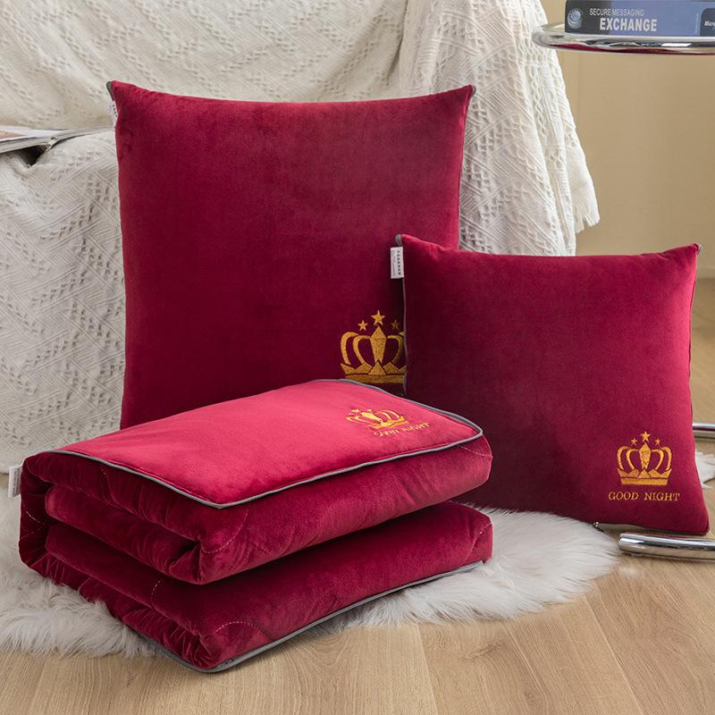 Modern Minimalist Double-Sided Embroidered Fleece Baby Throw Pillow Blanket 