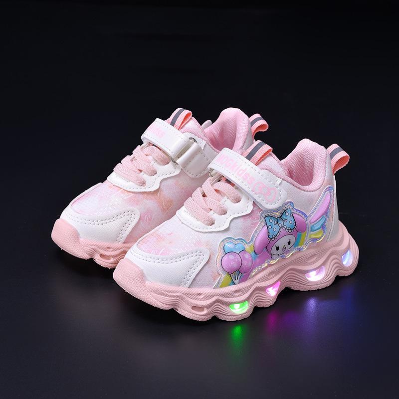 

Светящиеся детские спортивные кроссовки с мультяшным принтом - Весна/Осень 2025, удобные повседневные кроссовки для бега в стиле принцессы 5 pairs of sizes 21-25 розовый