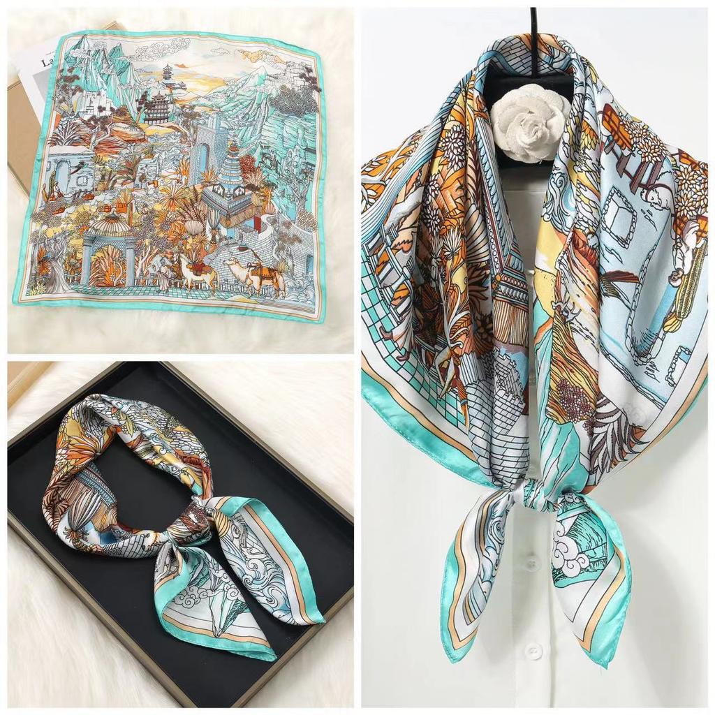 Eleganti Foulard di Seta da Donna Con Centinaia di Camicie, Assistenti di Volo, Decorazione Professionale, Protezione del Collo, Foulard, 70 Foulard Quadrati Piccoli.