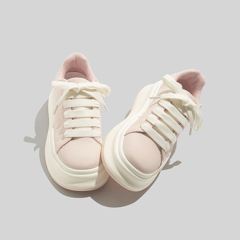 Thick-soled White Shoes Lightweight Women's Shoes Stepping On Shit Board Shoes Increased Leather Casual Shoes
