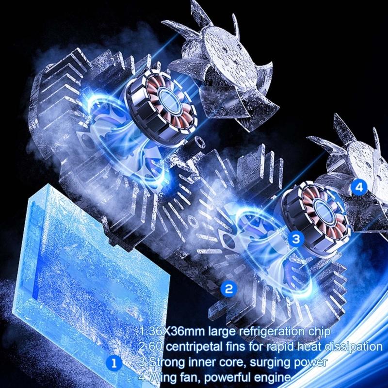 double  Semiconductor Cooling Chip Mobile Phone Coolers with Color  Light & Temp Display Cooling System for Gaming & Str