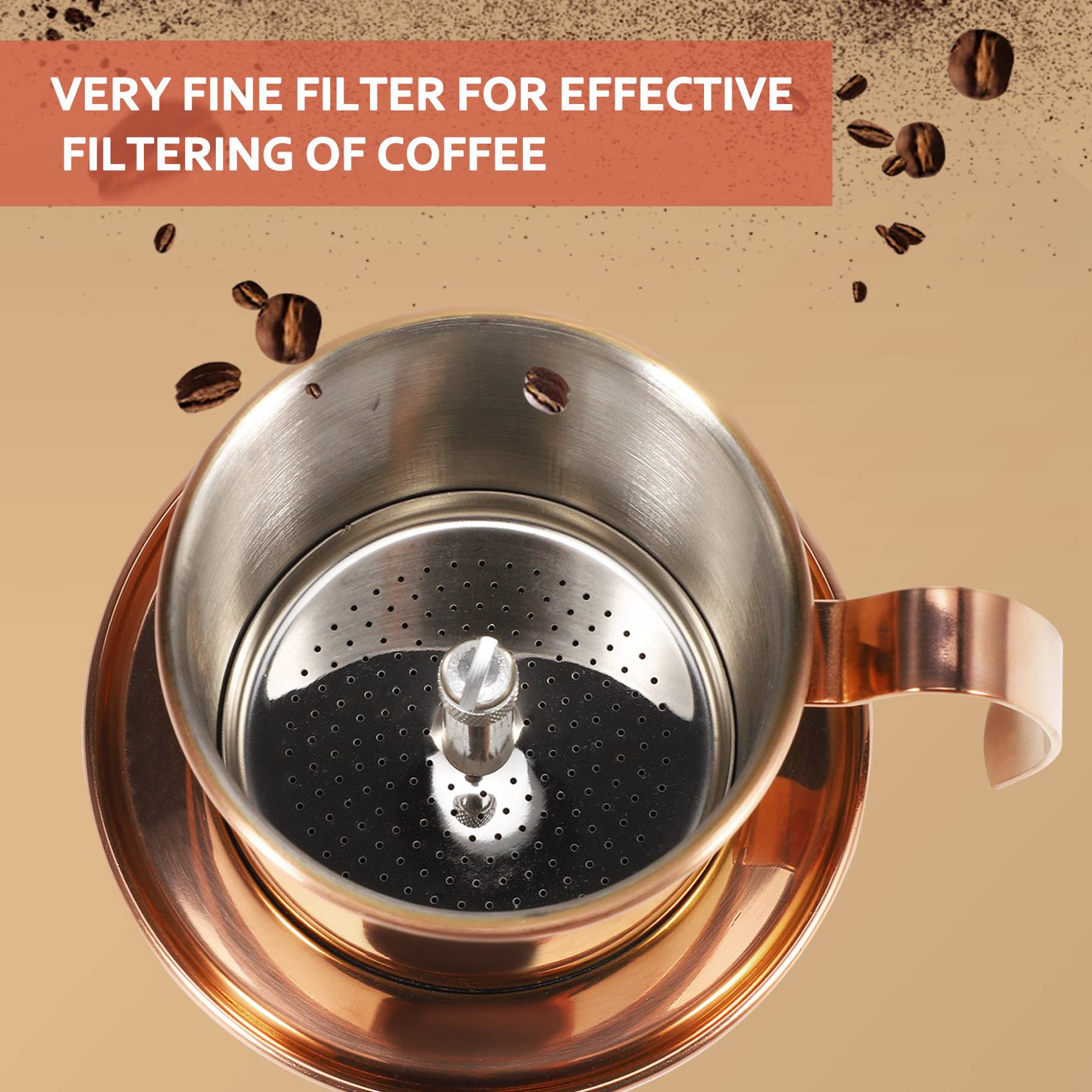 

A72U Фільтр для в єтнамської кави з нержавіючої сталі Одинарна чашка В єтнам Ручний Пуровер Кавник Крапельний Фільтр Кавник В єтнамський Кавник Дріп рожевий колір золота