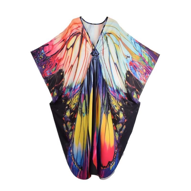 

XITAO Contrast Color Print Dress GJ1167 One Size синий