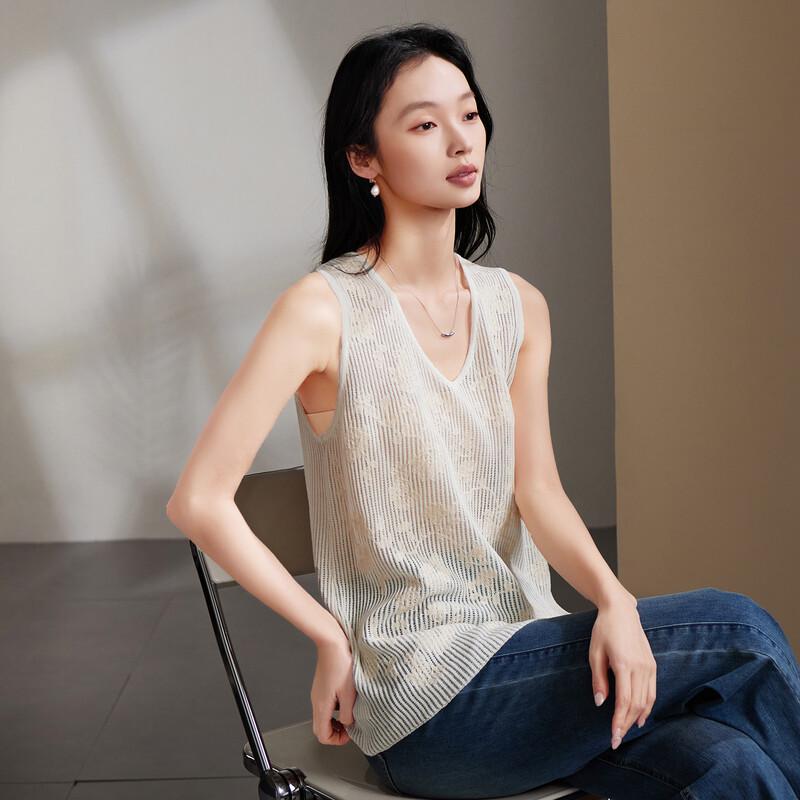 SOFSIL Women s Hollow Knit Linen Blend Vest L