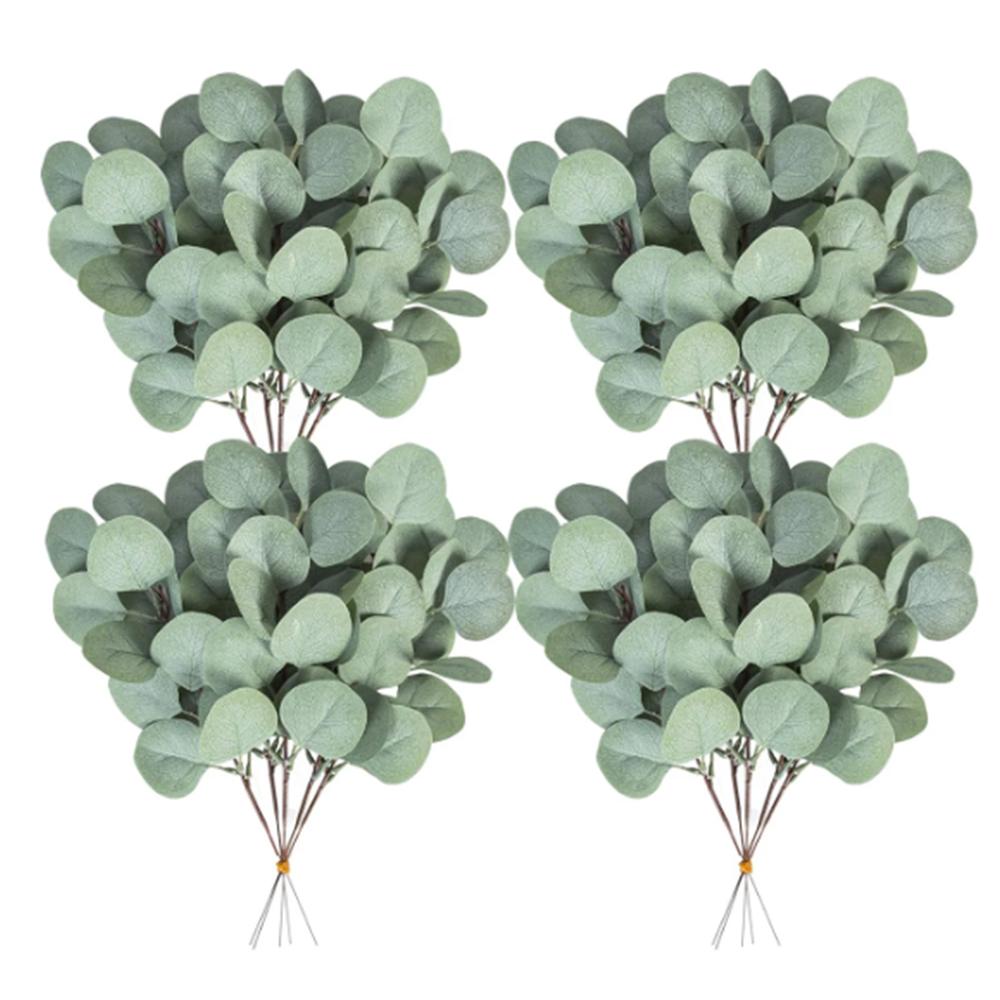 20PCS Fake Plants Silk Eucalyptus Leaf Diy Christmas Decorations Vase for Home Garden  Wedding Scrapbooking Artificial Flowers