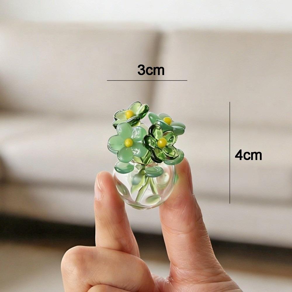 Mini Glass Flower Decor Colored Glaze Simulation Floral Handcrafted Floral Sculpture Hand-blown Glass Flower