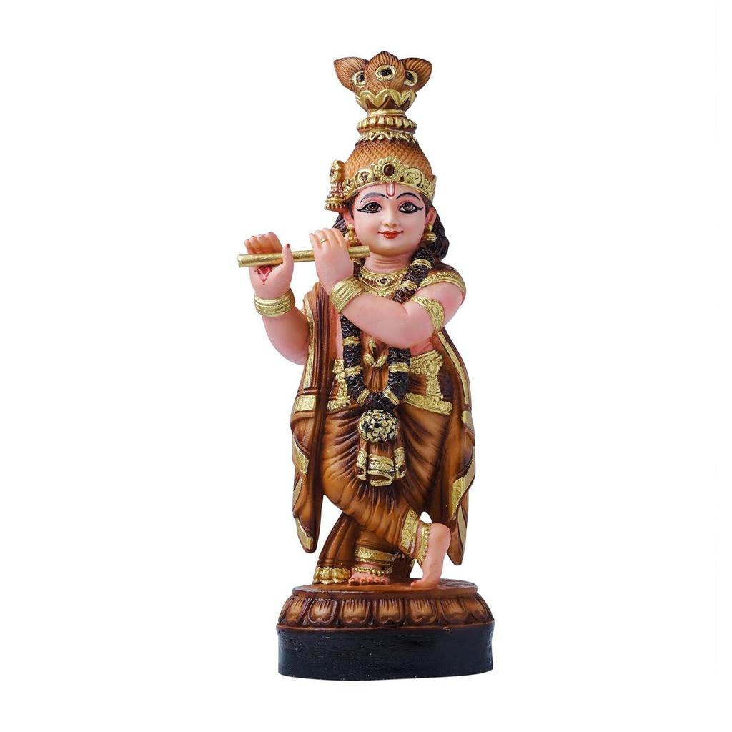 PolyMarble Guruvayoor Krishna Idol | Decorative Hindu God Statue | Kanhaji Murti Showpiece | Figurine Home Decor