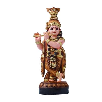 Polymerový mramorová modla Guruvayoor Krišny | Dekorativní soška hinduistického boha | Kanhaji Murti ozdoba | Figurka bytová dekorace