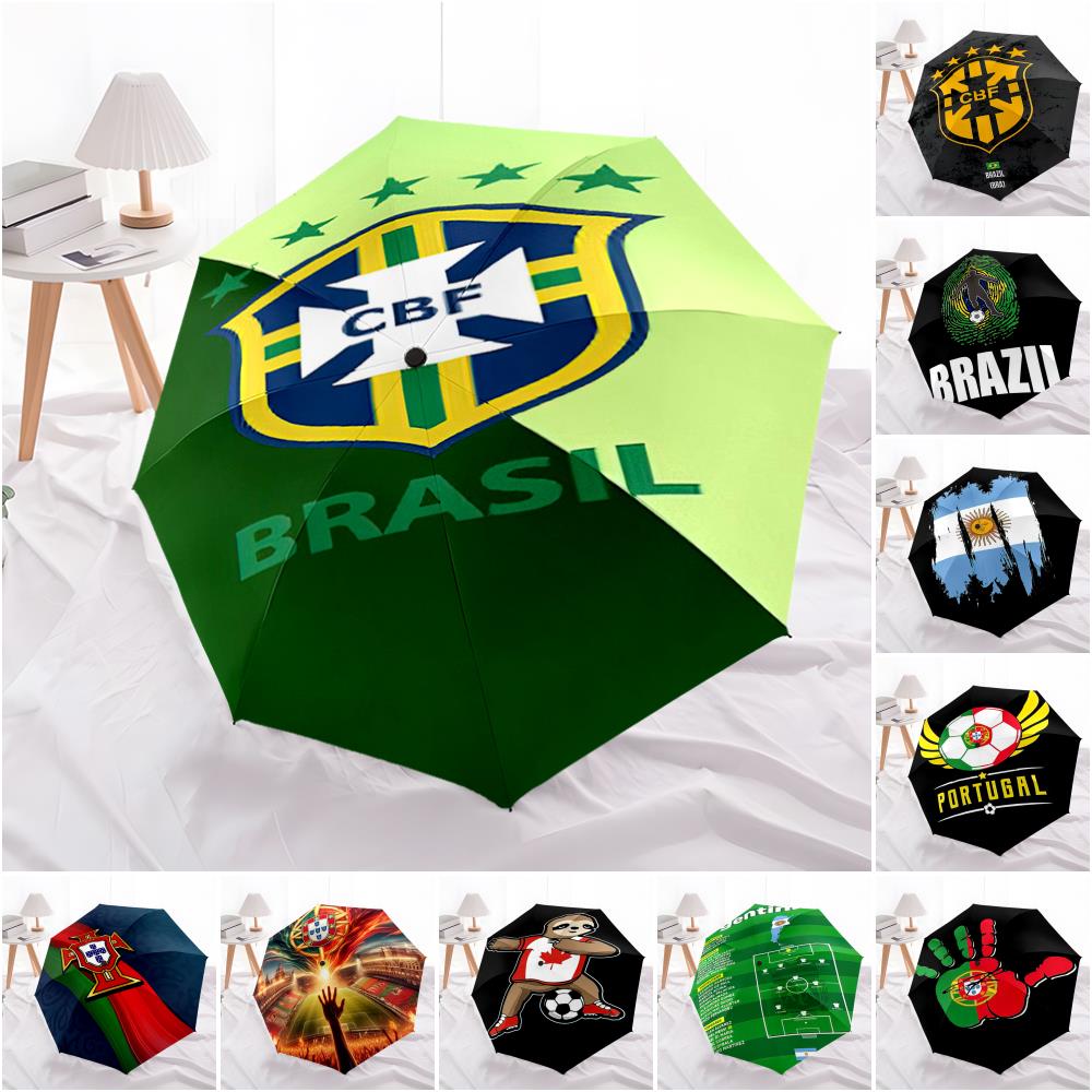 1pc Football team Umbrella Portable Folding Umbrella Iron Frame Hole Bone Structure Outdoor Home Umbrella