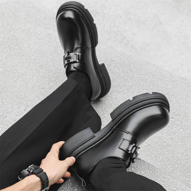 Fashion Trendy men's thick soled leather Derby shoes Fashion designer style Leisure Business Men's Wedding Outdoor Party Elevated Shoes