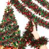 2Meters Christmas Tinsel Garland Red Green Strip Ribbon for Xmas Tree Hanging Ornaments Home Decoration New Year Party Supplies
