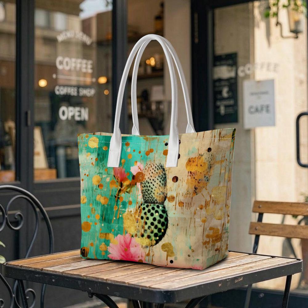 Vibrant Artistic Floral Casual Tote Portable Lightweight Daily Carry Shoulder Bag