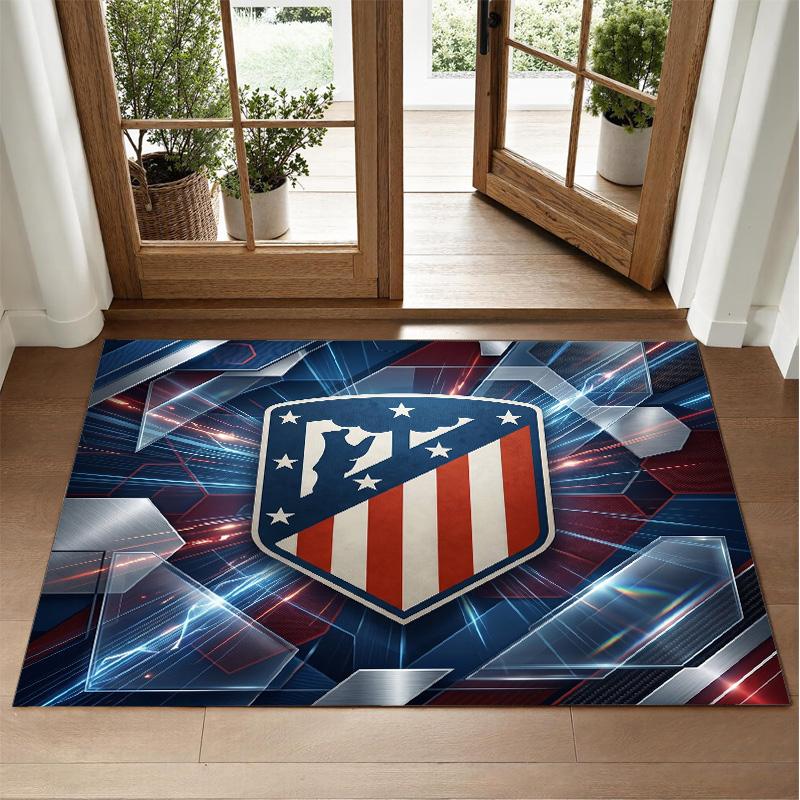 Atletico Madrid Design Crystal Velvet Rug Soft Decorative Mat for Bedroom Entrance