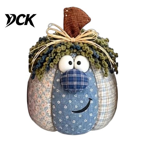 Fabric Pumpkin Decor for Autumn Whimsical Patchwork Pumpkin, Table Decor, Cute Smiling Face Holiday Centerpieces Family Cloth Tabletop Mantel
