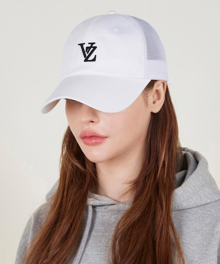 Bajal 3D Monogram Side Mesh Oversized Ball Cap White