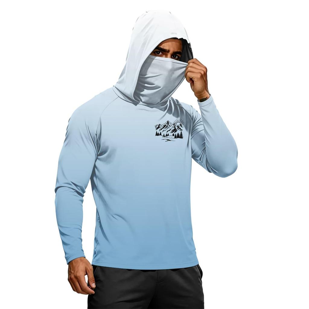 Sudadera con capucha de manga larga para hombre, secado rápido, protección solar UPF50+, para deportes al aire libre, fitness, ligera, transpirable