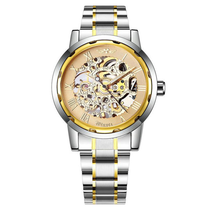 18 Colors Winner Men S Fashion Business Casual Hollow Room Gold Strap, Manual Mechanical Watch