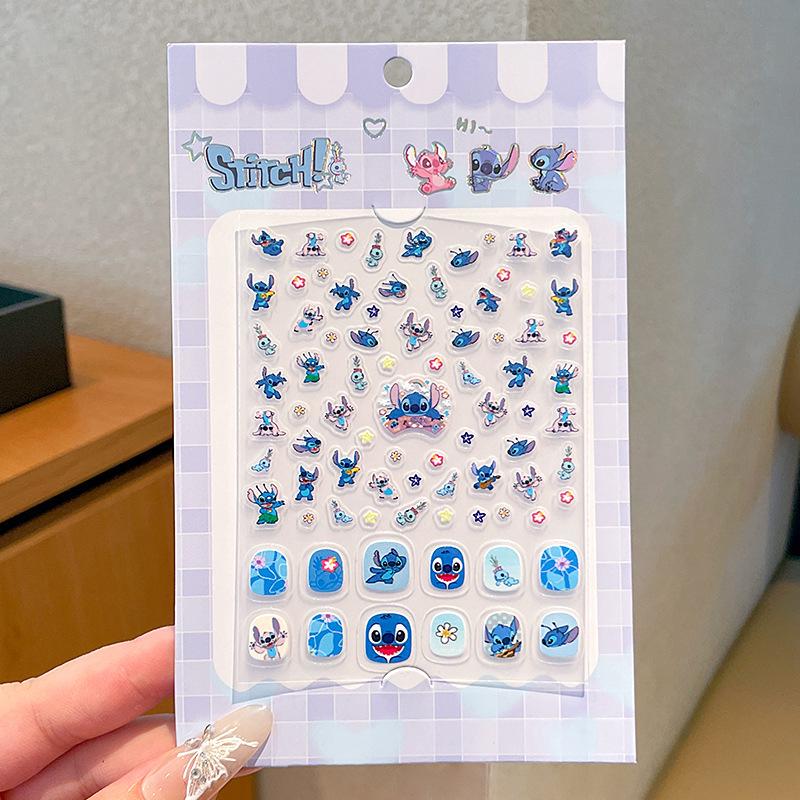 5D Embossed Waterproof Sanrio Cartoon Nail Stickers - Kuromi, Cinnamoroll, Hello Kitty