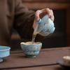 Hand Painted Lake Blue Flower Gaiwan Ceramic Kung Fu Tea Set Anti Scald Home Teaware for Women Tea Brewing Bowl